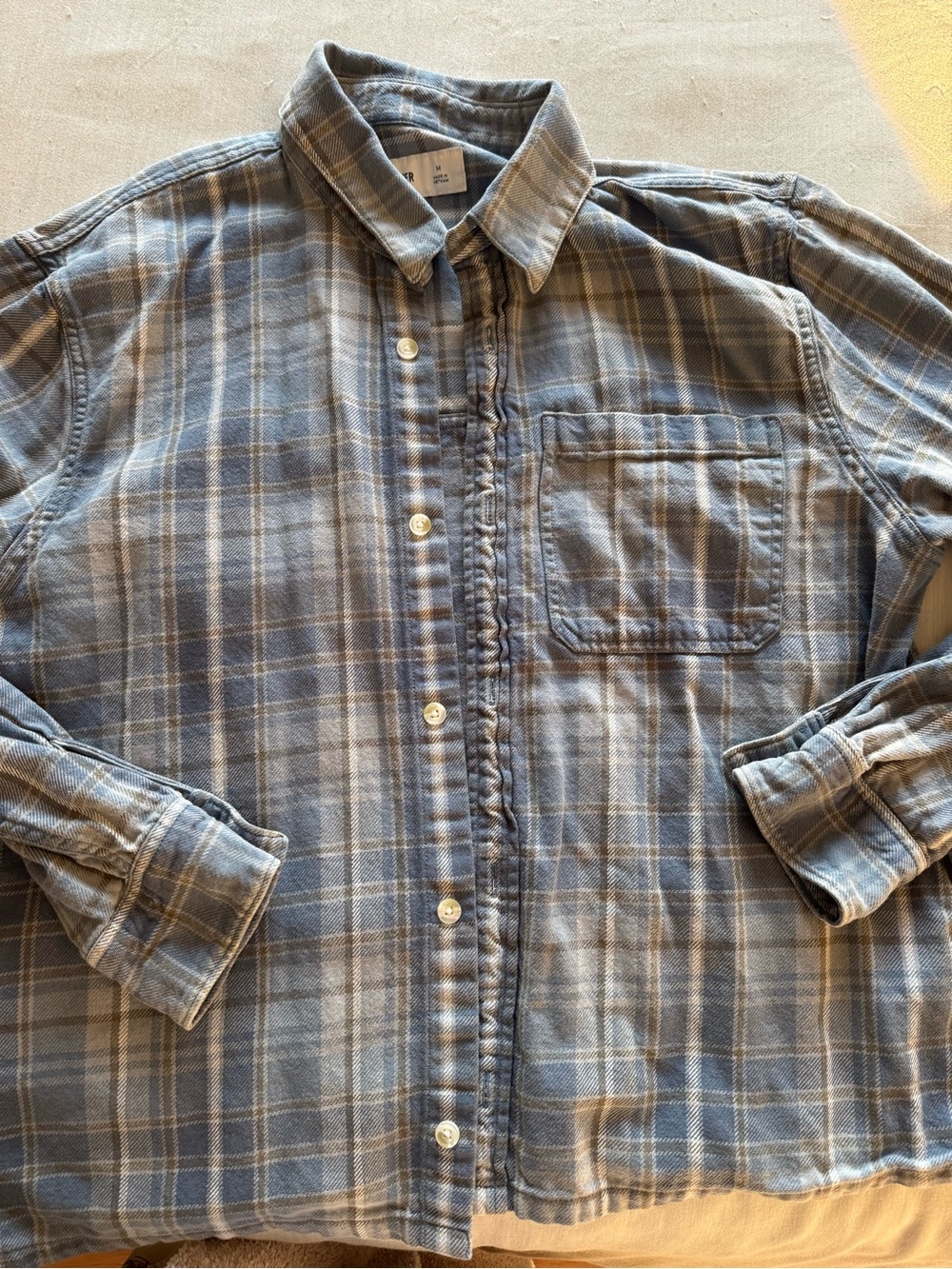 Hollister Gray and Blue Plaid Button-Down Shirt